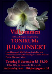 Julkonsert 2016 Andreaskyrkan 8 dec